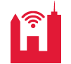 Cityscape icon with signal